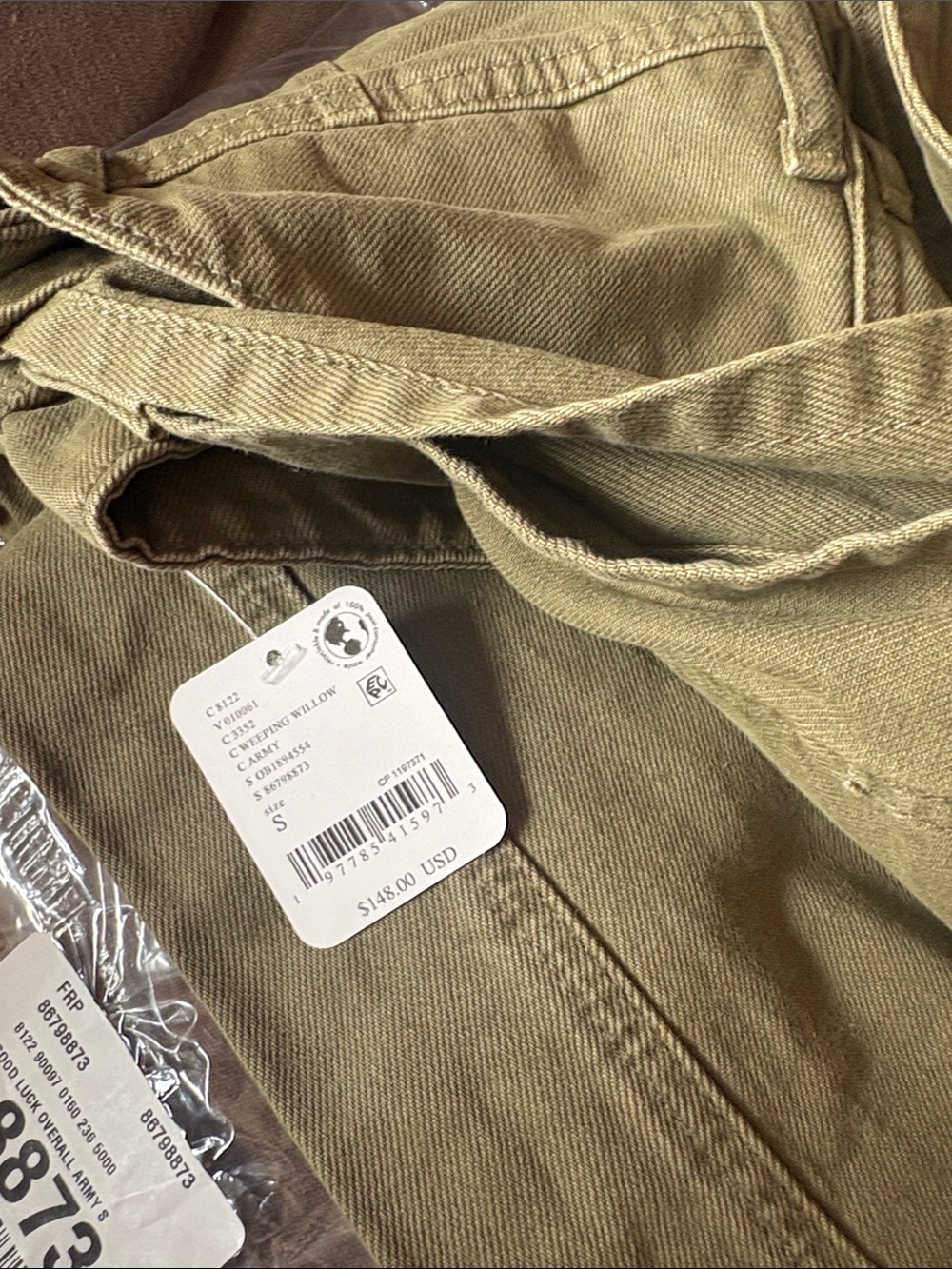 Free People Olive Green Relaxed Denim Overalls - Picture 5 of 5